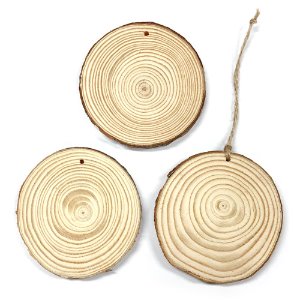타공 원형 나무 장식(9~10cm)