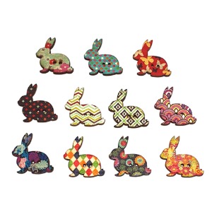 패턴 나무 토끼 비즈(10개)