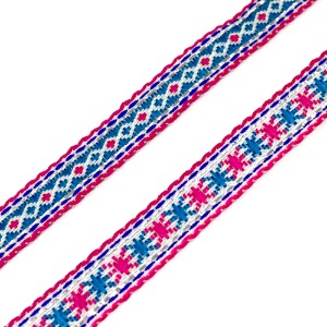 핑크 패턴 자수리본(7mm-90cm)