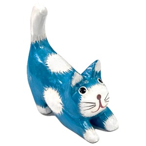블루 고양이 목각인형