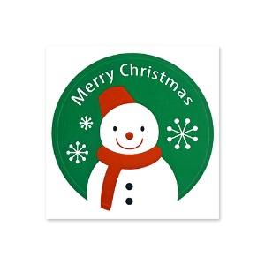 원형 크리스마스 스티커(눈사람-50장)